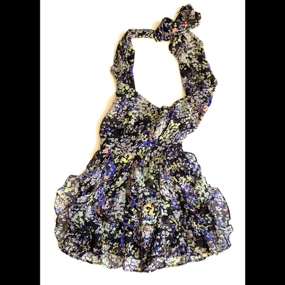 MM Couture Floral Halter backless ruffled bottom mini dress, Size S - Picture 6 of 12